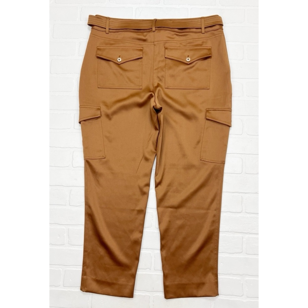 Chicos Satin Belted Cargo Ankle Pants With Pockets Tan Brown Chicos 2 Size 12 - Picture 4 of 7